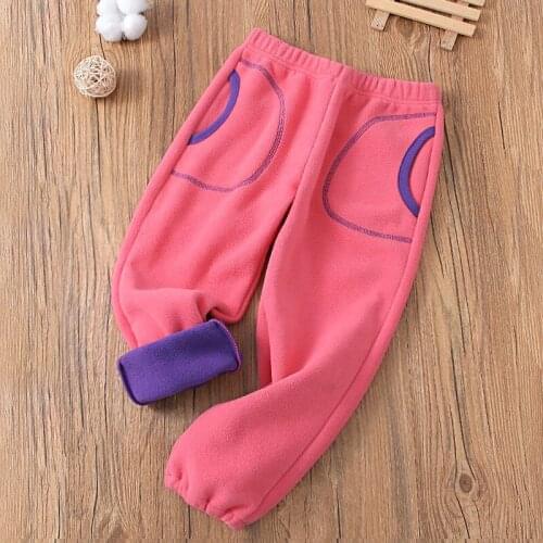 2021 Winter High Quality Girls Boys Warm Pants with Fleece Long Trousers for Boys Thickening Pants Kids Girl Casual Clothes W347