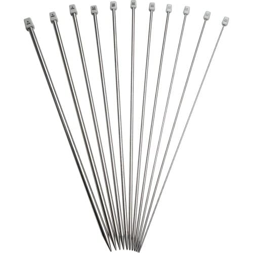 22pcs/11Pairs Stainless Steel Knitting Needles Set Single Pointed Needles for Weaving Sweaters Scarves DIY Craft Knitting Tools