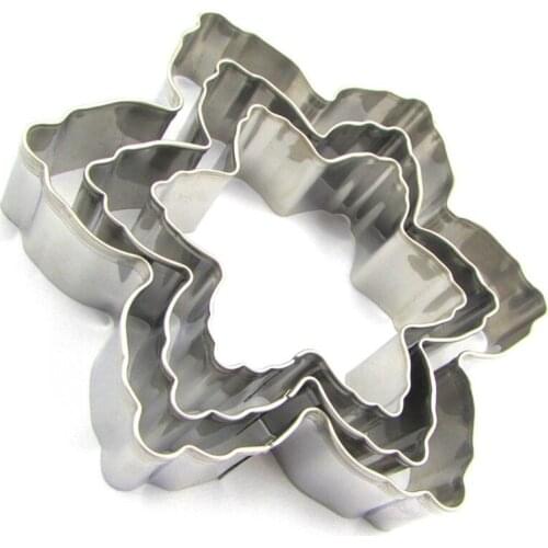 3pcs/set 3D Stainless Steel Christmas Cookie Cutter Mold Bakeware Baking Snowflake Flower Biscuit Fondant Cutter Kitchen Tool