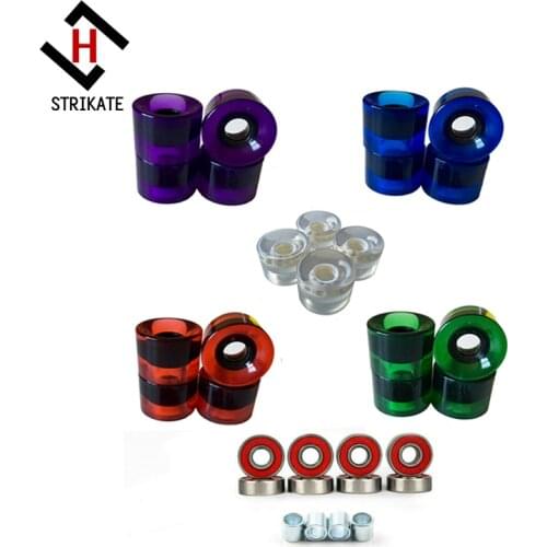 4PCS Skateboard Wheels bearing kit 60mm 78A Skateboard Longboard Wheels with Bearing Abec 9 Clear Multi Color