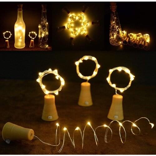 5pcs Solar Powered Wine Bottle Lights 2M 20 LED Waterproof Copper Cork Shaped Lights For Wedding Christmas Outdoor Holiday Decor