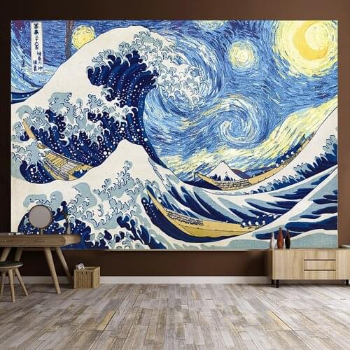 5D Diamond Painting Ukiyo-e Waves Starry Diamond Embroidery Cartoons Rhinestone Cross Stitch Mosaic Wall Art Living Room Decor