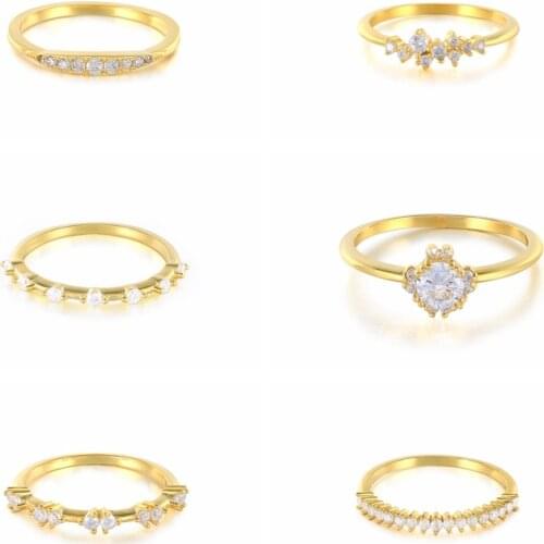 AIDE 100% 925 Sterling Silver Anillos Gold Rings For Women Luxury Jewelry Crystal Zircon Wedding Ring Bague Bijoux Party Gifts