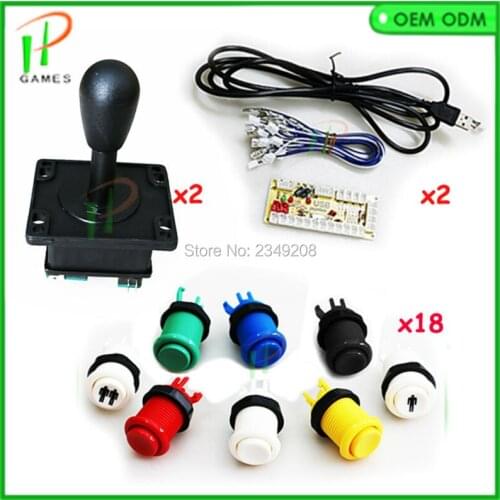 Arcade Game DIY kit for Mame USB Zero Delay Encoder 2pcs way Happy style Arcade Joystick 16pcs Push Button 1pcs 1P & 2P button