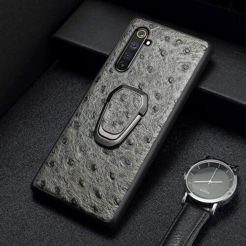 Genuine Ostrich Grain Leather for 6 Pro 7Pro X2 Pro X50 X7 Pro C3 X 5 Pro For OPPO A9 Reno 4 Pro Ace Find X2 Pro Magnetic Cover