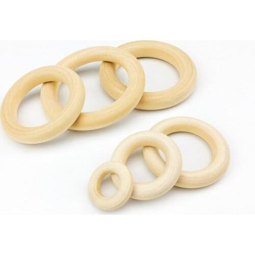 20/25/30/35/40/45/50mm Natural Color Wooden Ring Beads 20pcs/lot Loose Doughnut Wood Beads DIY Jewelry Accessories