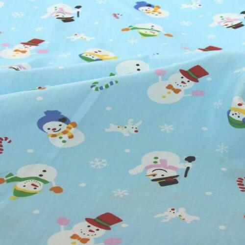Graceful Blue Pink Christmas Colorful Snowman & Snowflake Printed 100% Cotton Fabric For DIY Sewing Quilting Baby Bedding Tilda