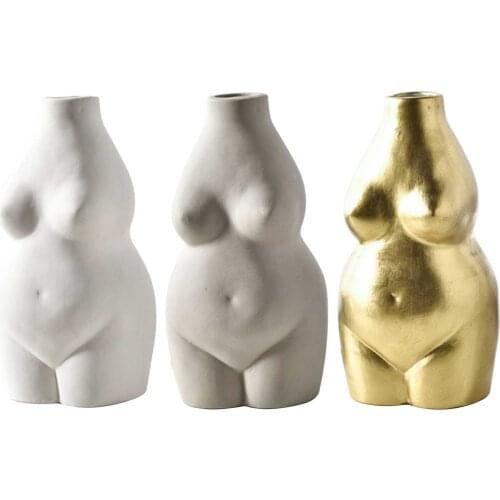 Ceramic Flower Vase Female Body Art Flower Pot Desktop Decoration Plants Flower Arrangement Holder For Home Office Living Room