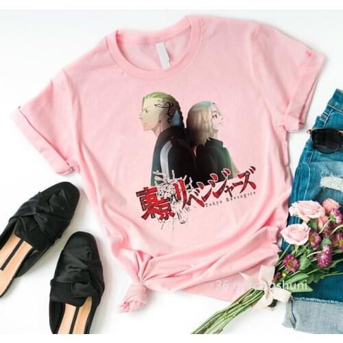 2021 Tokyo Revengers T Shirt Japan Manga Anime Clothes Ninja Cartoon Print T-Shirt Pink Women Clothes Female Clothing Summer Top