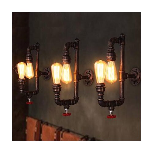 Nordic Loft Style Water Pipe Lamp LED Edison Wall Sconce Antique Wall Light Fixtures For Indoor Vintage Industrial Lighting