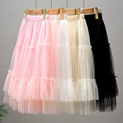 Summer Girls Pleated Tutu Skirts For Kids Childrens Clothes White Pink Mesh Princess Tulle Skirt Clothing 5 6 8 10 11 12 Years