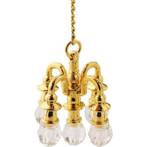 Dollhouse Miniature Furniture 1:12 Dollhouse Accessories Mini Lamp Chandelier Two Colors Miniature Chandelier For Dollhouse