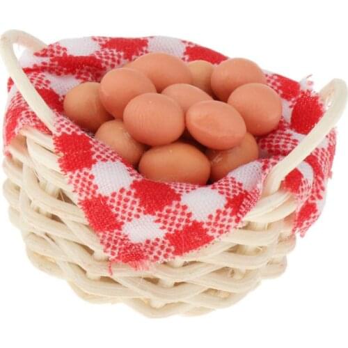 Miniature Egg with Basket for 1/12 Dollhouse Dinning Room Accessories