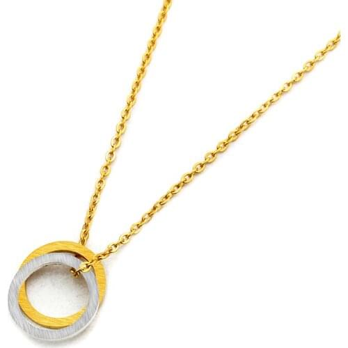 Fashion Jewelry Silver Color Round Circle Stainless Steel Chain Necklaces Women Exquisite Pendant Necklaces Sweater Accessories