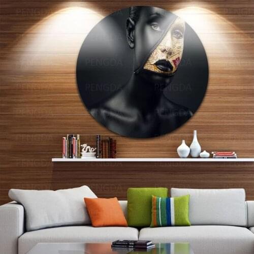 HD Canvas Printed Wall Art Woman Poster Painting Modern Home Decor Modular Modern Round Pictures Frame For Living Room No Frame