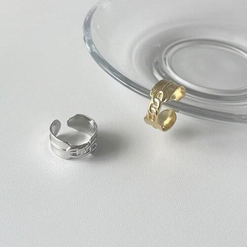 2021 New Korea Fashion Creative Shiny Side Splice Chain for Woman Golden Leisure Ring Open To Adjust Jewelry Wholesale Rings