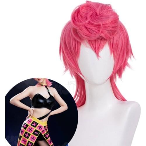 HSIU JoJos Bizarre Adventure Golden Wind Role wig Trish Una cosplay Short pink wig Fiber synthetic wig