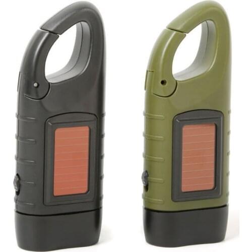 Portable LED Torch Hand Crank Solar Power Rechargeable Flashlight Mini Keychain Survival Dynamo Lantern for Outdoor Camping