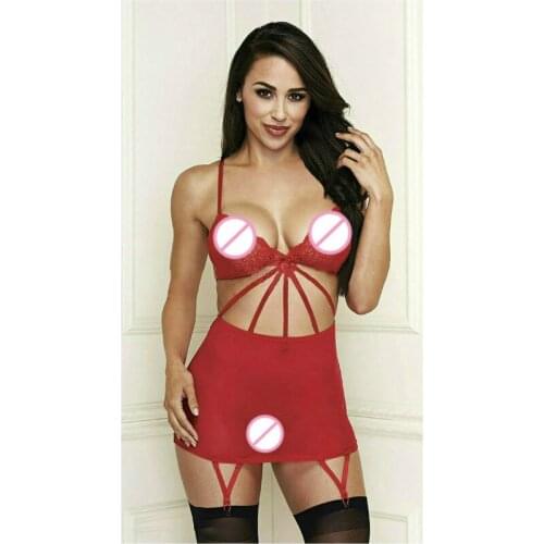 See Through High Waist Skirt Sexy Lace Lingerie Garter Set Clear Bra Harness Erotic Underwear Women Panties Short Nightgown Sexi