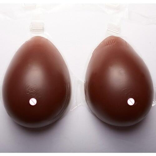 E/EE/F Cup Realistic Strap Fake Boobs Dark Color Silicone Artificial Breast Forms False Breast Bust Enhancer for Crossdresser