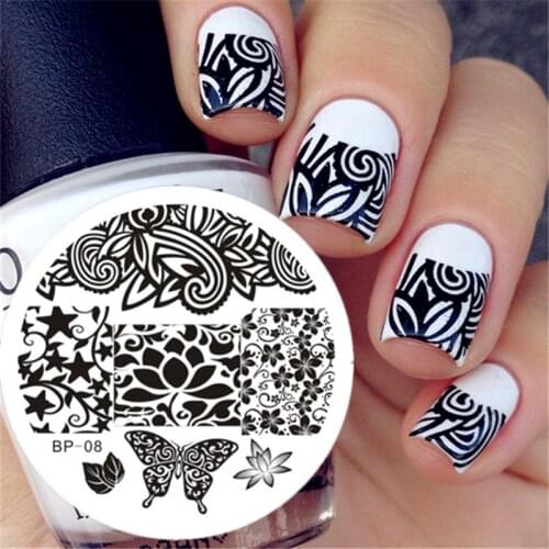 BORN PRETTY Round Nail Art Stamp Template Coffee Time Design Cute Image Printing Nail Stamping Plate For Nail Art Design
