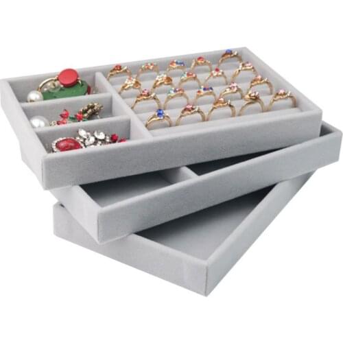 4Pcs Stackable Jewelry Tray Ring Necklace Storage Organizer Bracelet Watch Display Jewelry Storage for Drawer Dresser