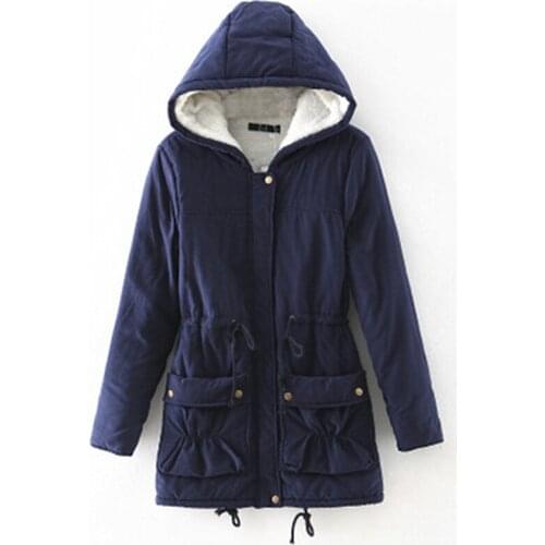 2019 Winter New Lamb Fur Coat Jacket Slim Waist Was Thin in the Long Section Fashion Ladies Hooded Cotton Suit Large Size