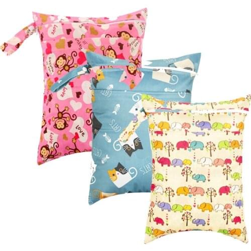 Prints Wet Dry Diaper Bag Reusable Waterproof Double Pocket Cloth Handle 1pcs Wet bag 30*40CM 2021 Fashion Dropshipping