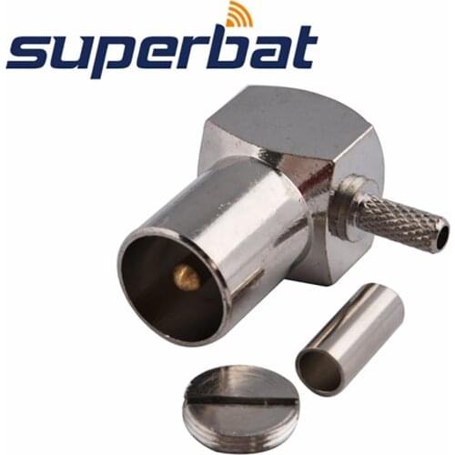 Superbat IEC DVB-T TV PAL Male Right Angle Crimp RG174 RG179 RG316 RG188 Coax Connector