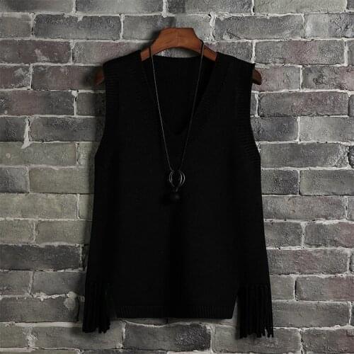 Sweater Vest Women black V-neck Loose Plus Size Classic Elegant Office Ladies Vests Chic Casual New Knitting
