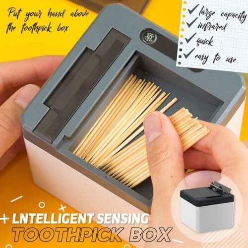 Home Smart sensor toothpick box fully automatic Pops Up Toothpick Dispenser Home Living Room Dining Room Toothpick Storage Box F