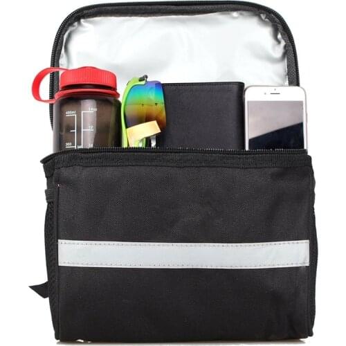 Cycling Bicycle Insulated Front Bags MTB Bike Phone Holder Handlebar Bag Basket Pannier Cooler Bag With Strip Bike Accessories