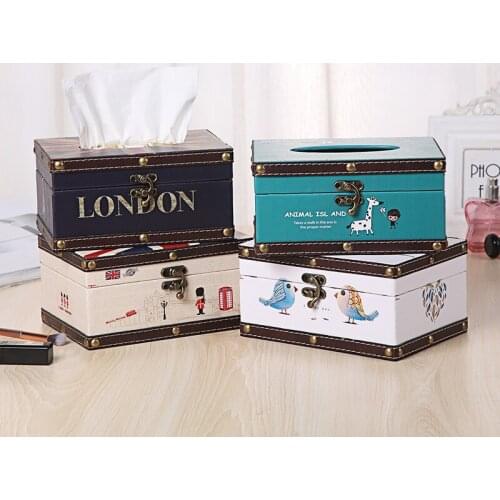 Vintage Tissue Boxes Square Tissue Box Cover Leather Napkin Box Desk Home Napkin Dispenser Boite Mouchoirs Kitchen Organization