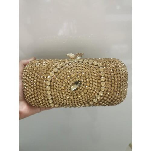 Gold Silver Diamond Party Dinner Womans Handbag Female Lady Crystal Wedding Bridal Evening Bags Rhinestone Banquet Clutch Purse