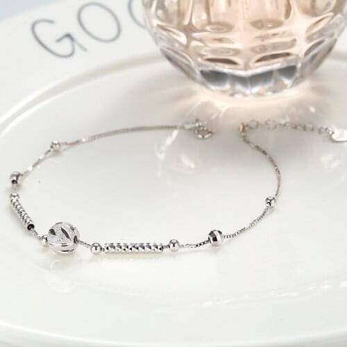 Box chain ball lucky beads anklet foot chain silver 925 Fashion S925 sterling silver Anklets accessories for women