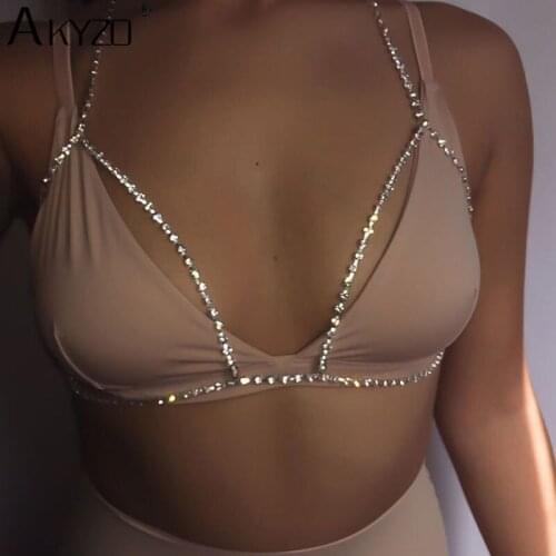 Women Sexy Crystal Sequins Bra Bikini Body Chain 2020 NEW Beach Harness Necklace Waist Belly Body Chain Fashion Wedding Jewelry