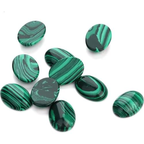 10pcs/lot Natural Stone Cabochon Beads Oval Malachite Stone Bead Dia 10x14/13x18/18x25mm DIY Necklace Earring Jewelry Making