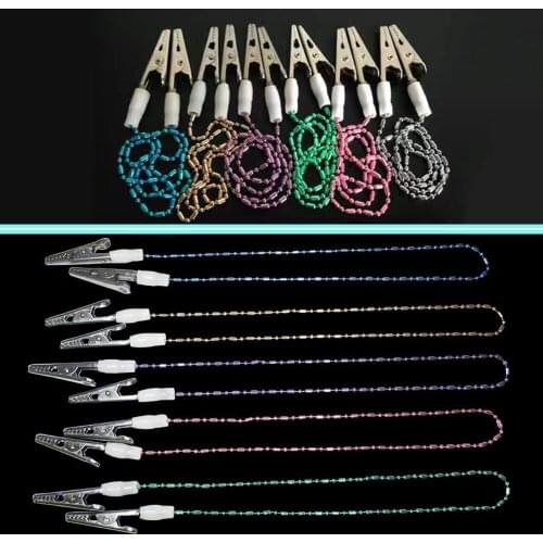 10 Pieces/Lot Dental Bib Crocodile Clip Napkin Holder with Flexible Metal-ball Chain Dentist Lab Instrument