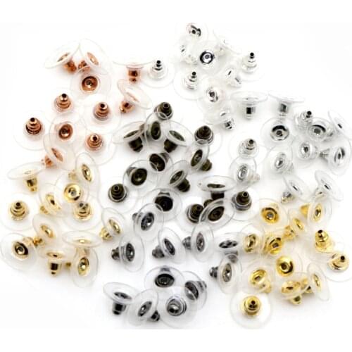 100pcs/Lot 11x6mm Plastic Metal Earring Backs Bullet Stoppers Earnuts Ear Plugs Gold/Silver Plated Findings Jewelry Accessories
