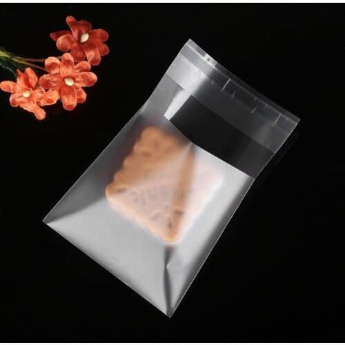 100PCS Transparent Matte Cookie Candy Bag Wedding Party Supplies Gift Bag Biscuits Snack Baking Self-Adhesive Package Bag