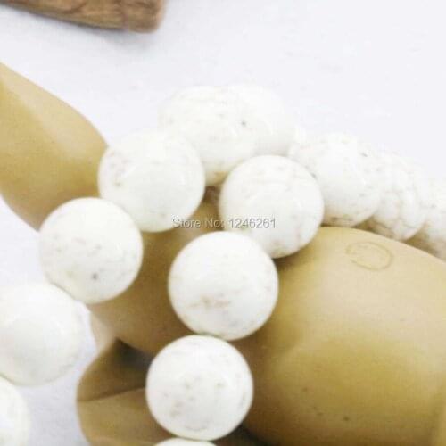 12mm Hot White Stripe Lucky Stone Gifts Accessories Jewelry Turkey Stone Round DIY Loose Beads Howlite Fitting Female 15inch