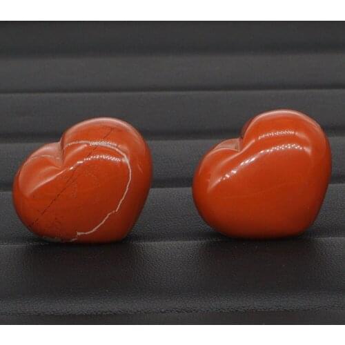 2Pcs Natural Red Jasper Crystal Carved 1.2" Heart Shaped Palm Stone Reiki Healing Love Gemstone Gift