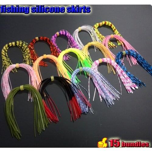 2017 fishing silicone skirts with rattle collar total 15 bundles/lot the length is 13cm spinner bait bass lure balde