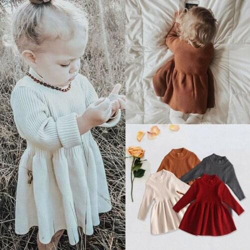 2020 New Fashion Winter Toddler Baby Girl Clothes Sweater Dress Kids Girls Dresses Princess Dress