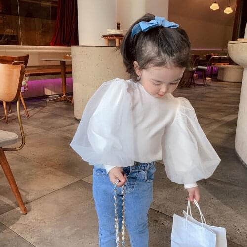 2021 Baby Girl Mesh Long Sleeved Sweater Spring Autumn Clothes Girls Kids Princess Birthday Party Tops Children Clothing