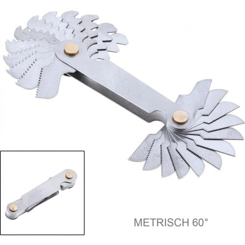 24pcs 0.25-6.0 Blades Range Metric Stainless Steel Thread Gauge 60 Degree Screw Pitch Gauge for Industrial Measurement