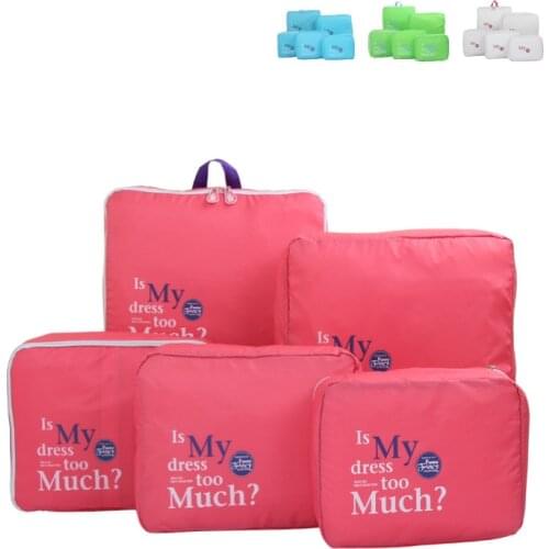 5pcs/Set Nylon Waterproof Clothes Storage Bags Packing Cube Travel Luggage Organizer Bag