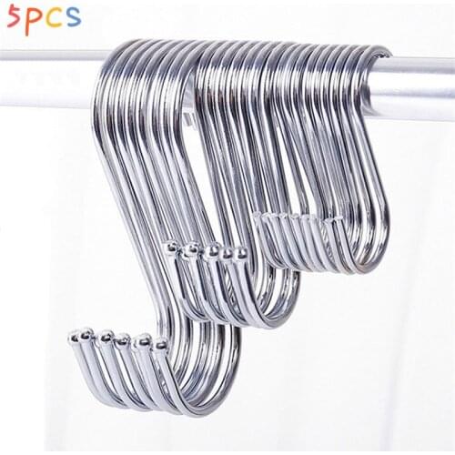 5Pcs Stainless Steel S Hooks Kitchen Meat Pan Utensil Clothes Hanger Hanging