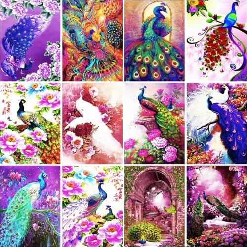 5D DIY Diamond Mosaic Peacock Animals Diamond Painting Cross Stitch Kits Embroidery Full Round Rhinestones Art Home Decor