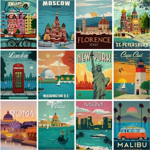 Tourist Attraction Diamond Painting City Landscape Embroidery Crossing Diy Oil Painting Mosaic Gift Cross Stitch Home Decoration